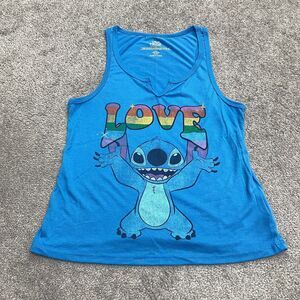 Disney Pride Collection Stitch Graphic Tank Top Womens XS Blue LGBTQIA Sleepwear